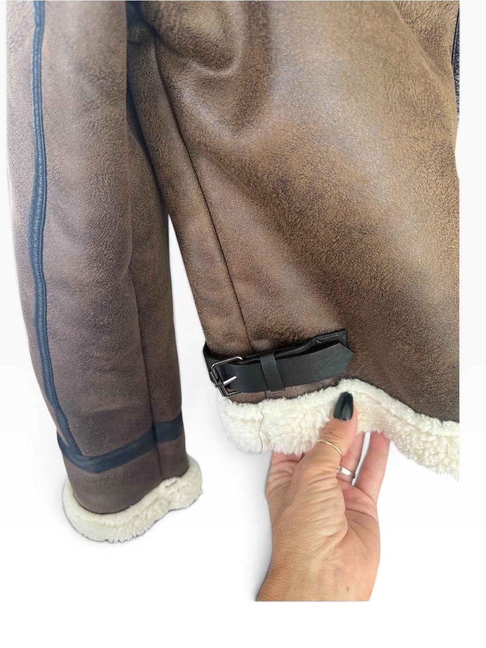 NWOT Madden Girl Brown Faux-Shearling Aviator Jacket - Picture 6 of 7